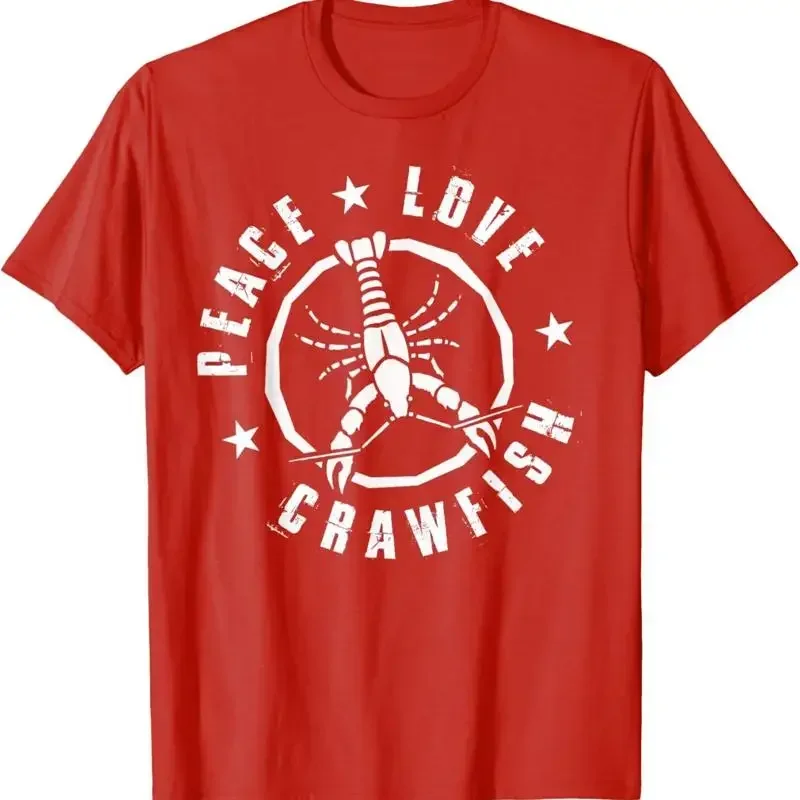 Funny Crawfish Boil T Shirt Peace Love Crayfish Cajun Men