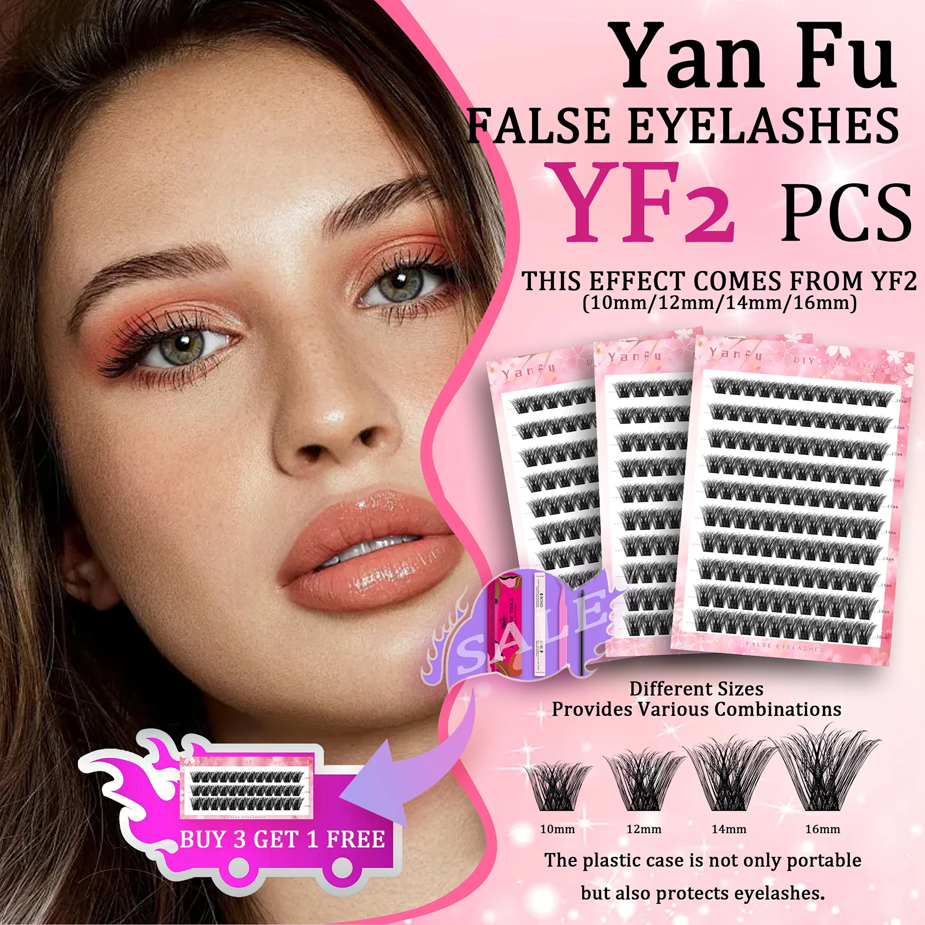 

DIY self-extended segmented eyelashes large volume natural thick eyelashes buy 3 boxes 10row get 1 box 3row free