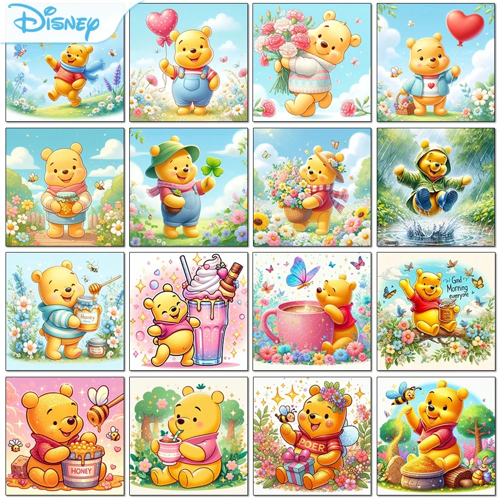 Cartoon Winnie The Pooh Diamond Painting Full Diamond Mosaic Embroidery Kit Cute Cross Stitch Art Children's Gift DIY Decoration