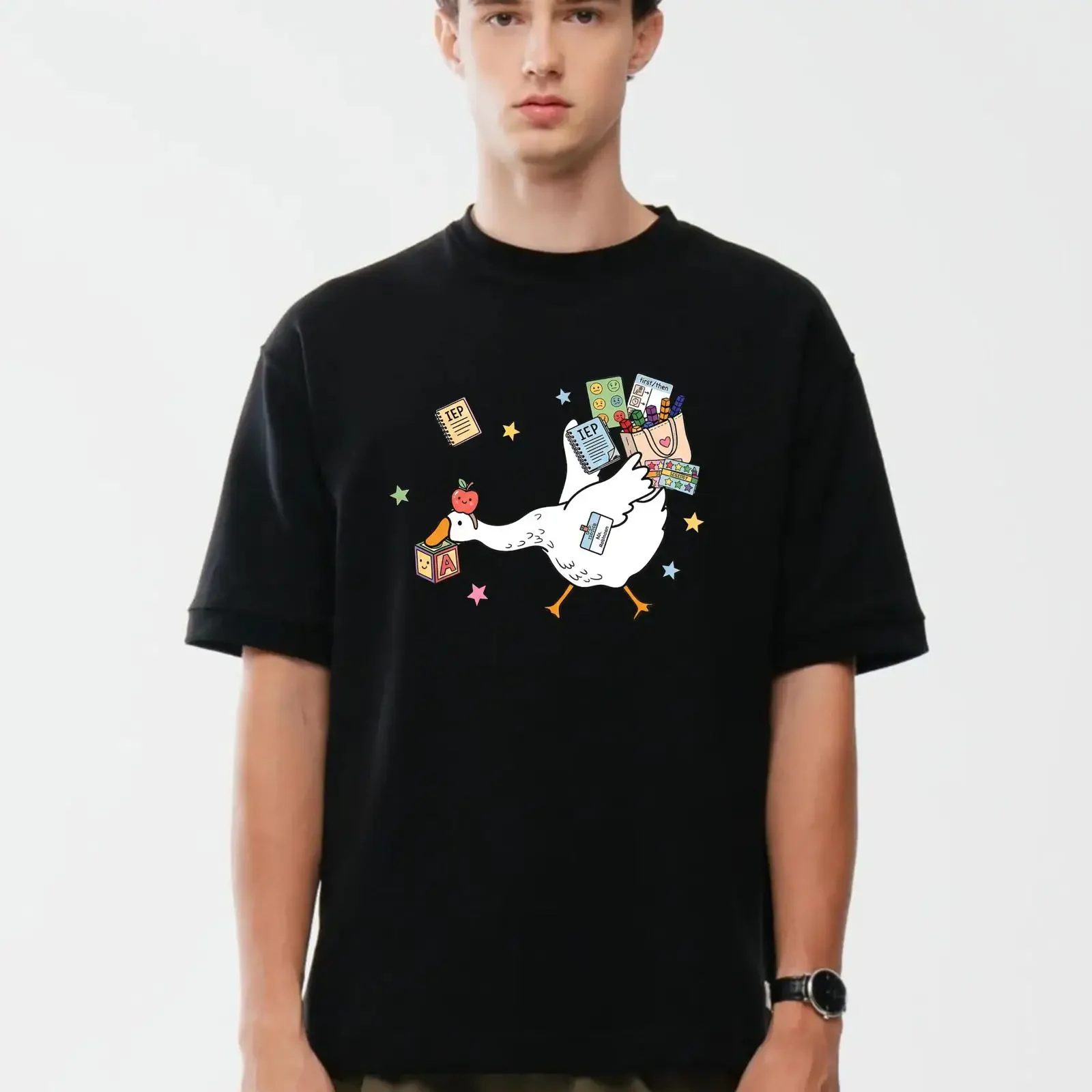Silly Goose Special Education Teacher T Shirt Cute White Teacher's Novelty Top vintage Washed homme designer clothes streetwear