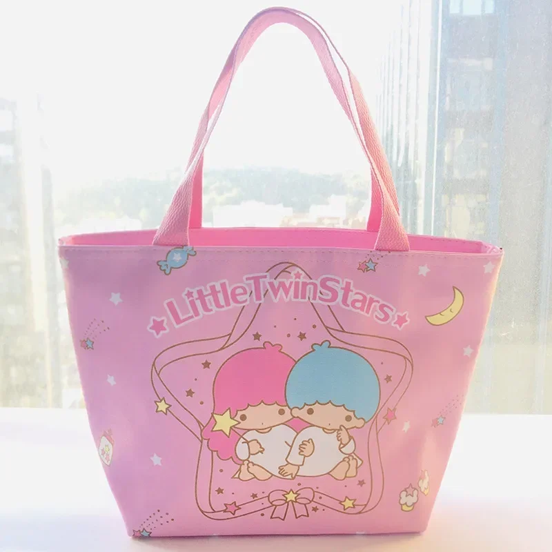 New Sanrioed Kawaii Anime Cartoon series Little twin star Creative high color value cute handbag girl storage bag insulation bag