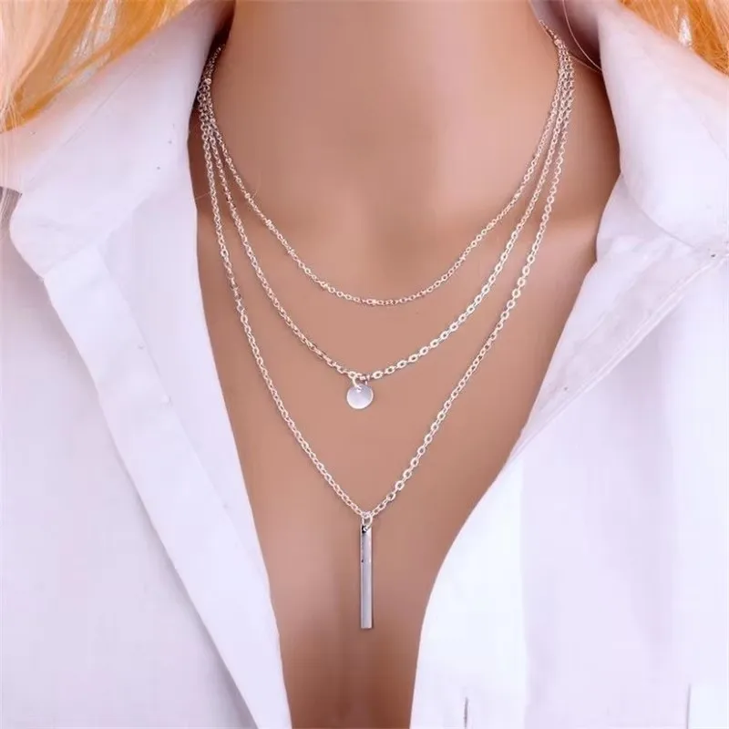 925 Sterling Silver Hot-selling Jewelry Lightweight Luxury High-end Long Necklace Punk Multi-layer Stackable Thick Chain Pendant