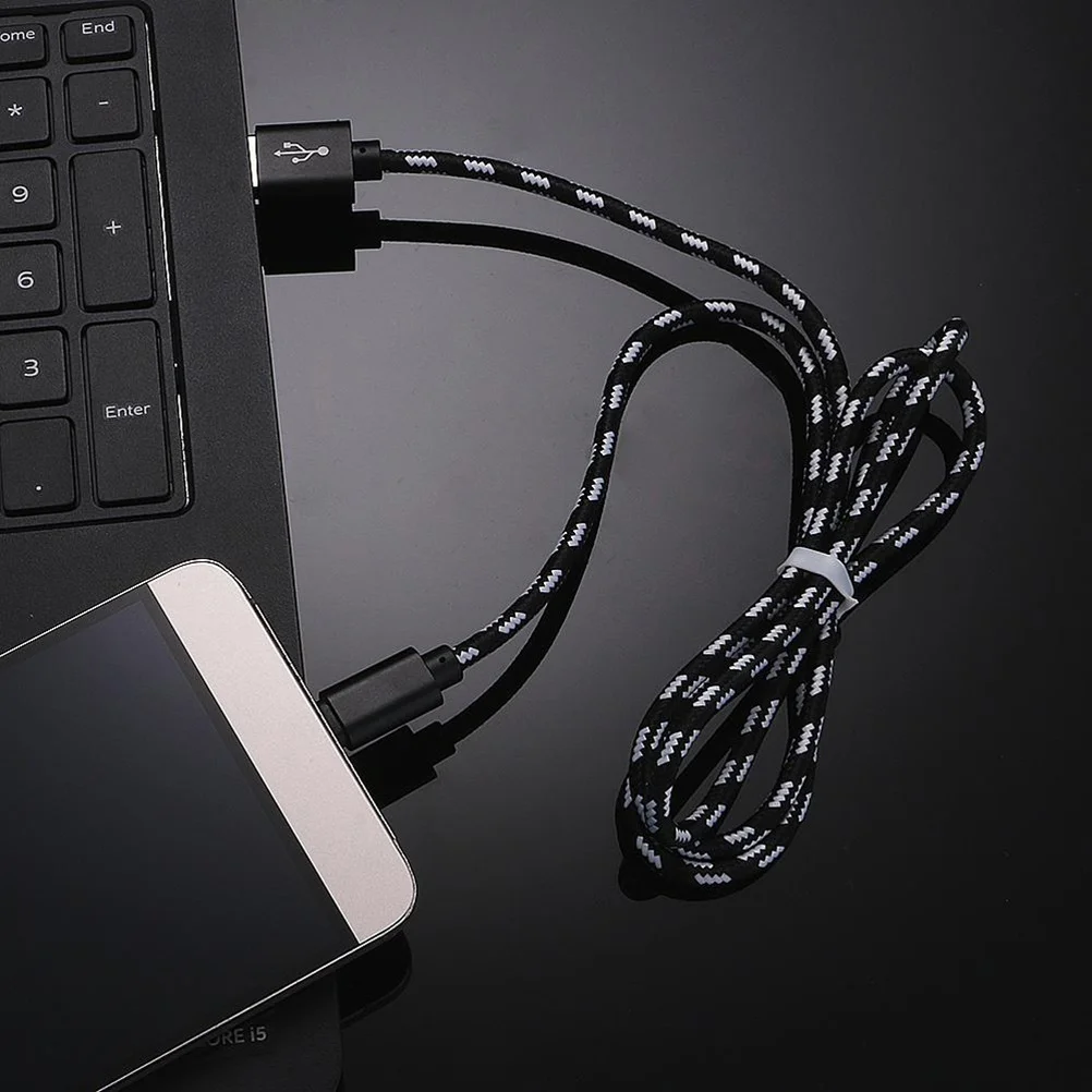 

3 Long Nylon Braided Micro USB Charging Cable Black Metal Head Sync Data Transfer Compatible with Android Tablets