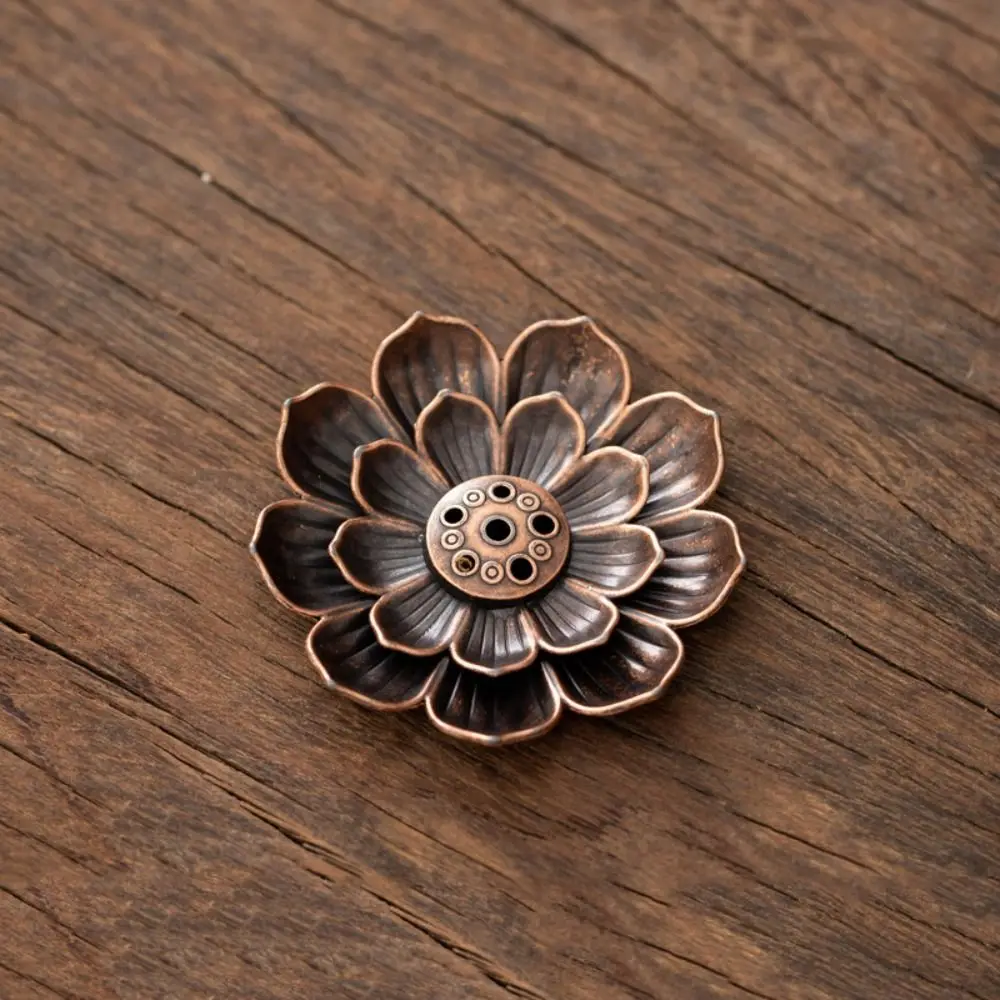 Lotus Design Incense Burner 6 Holes 2/3 Layer Lotus Aromatherapy Stand Detachable Ash Catcher Vintage Incense Burning Tray