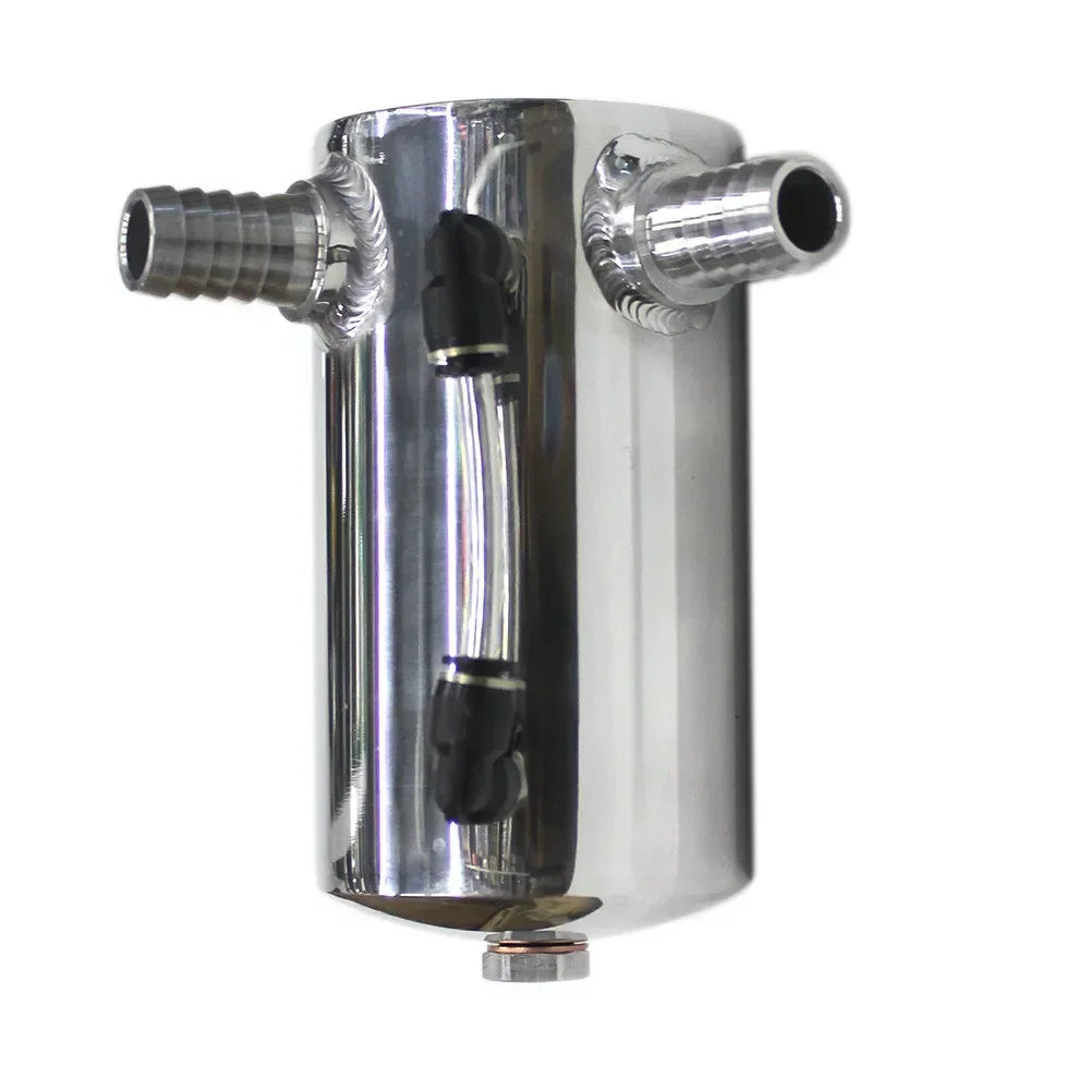 SPSLD Car Styling Universal Oil Catch Tank Reservoir Engine Fuel Seperator Can Aluminum 500ml 2*19MM