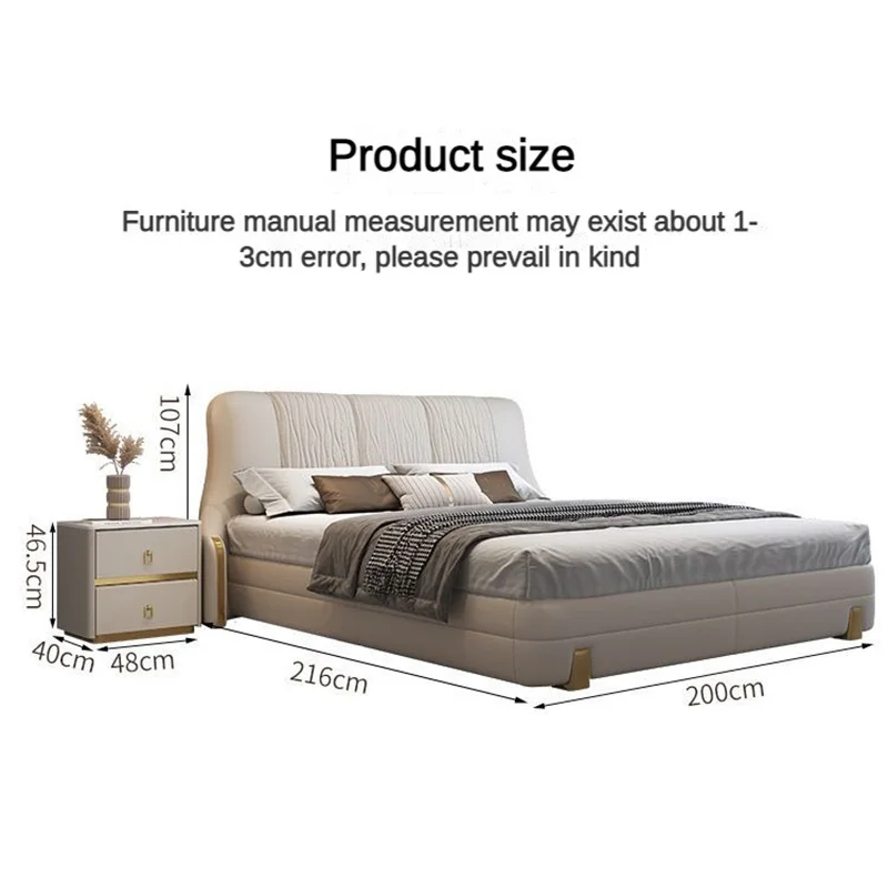 Unique Design Home Furniture Cheap Price Ecological Leather Sleeping Modern Queen Size Bed Frame with Soft Headboard for Bedroom