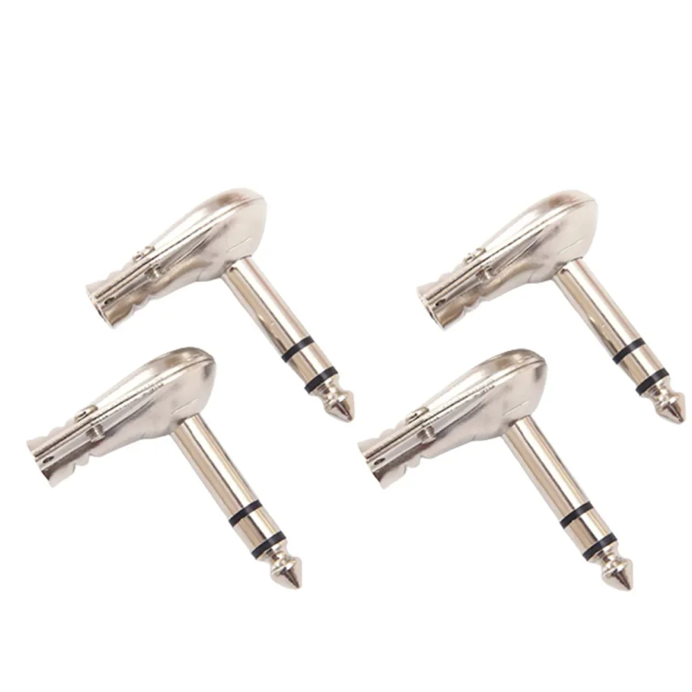 Set Of Four 6 35mm Stereo TRS Right Angle Male Metal Connectors For Audio And Video Equipment Patch Cables In 14 Inch Length