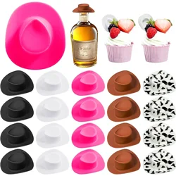 30 Pieces Mixed Color Mini Western Cowboy Hat Cowgirl Hat Doll Hats Plastic Cute Doll Hats Decoration Accessories for Party