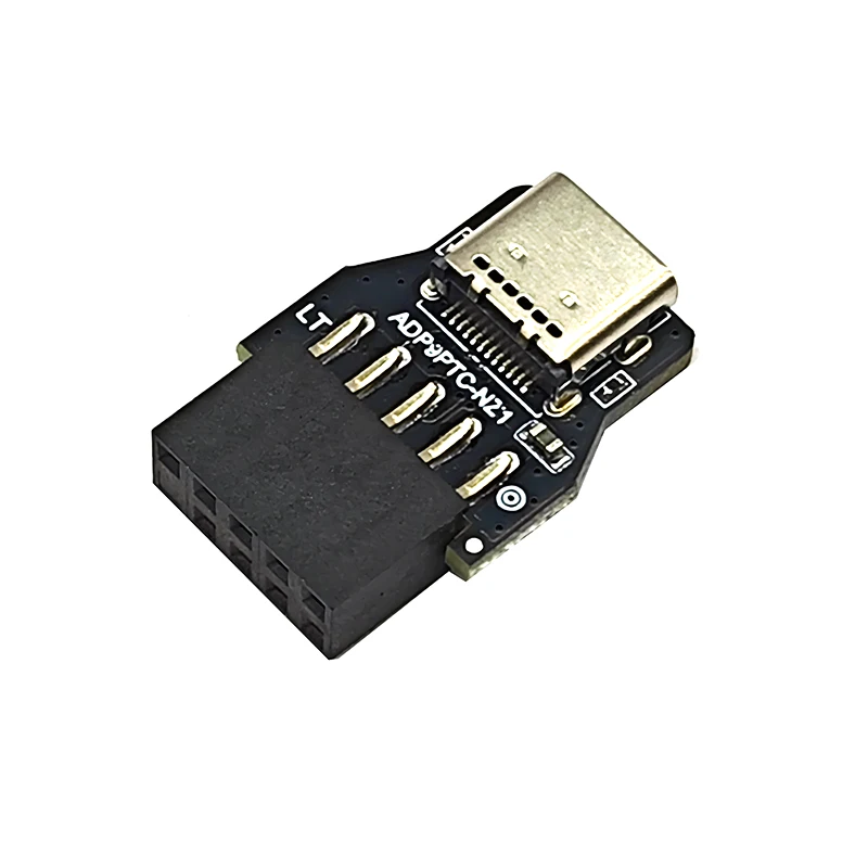 USB 2.0 9/10Pin Internal Motherboard Connector Header to USB-C Adapter Riser Card USB2.0 9Pin to Type C Converter for Desktop PC