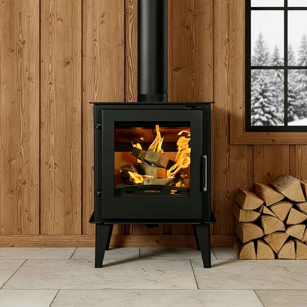 Small Size Indoor Wood Burning Fireplace Space Saving Firewood Stove Visual Glass Door Design Outdoor Garden Patio Heater