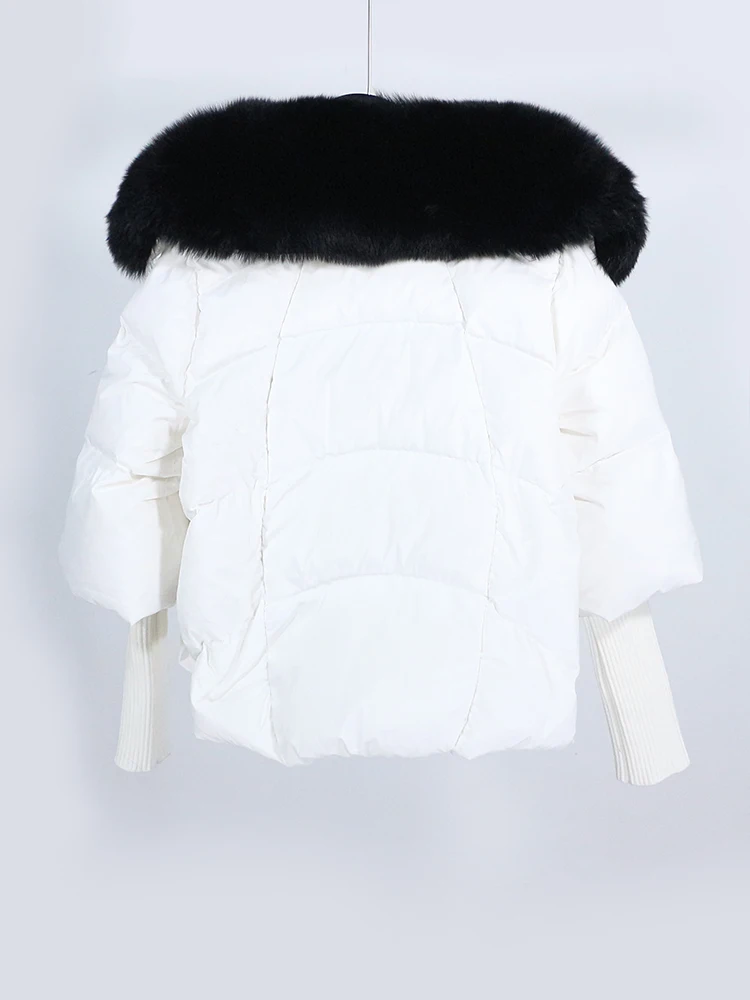 OFTBUY New White Duck Down Jacket Winter Women Warm Loose Coat Natural Real Fox Fur Collar Thick Luxury Outerwear New Fashion