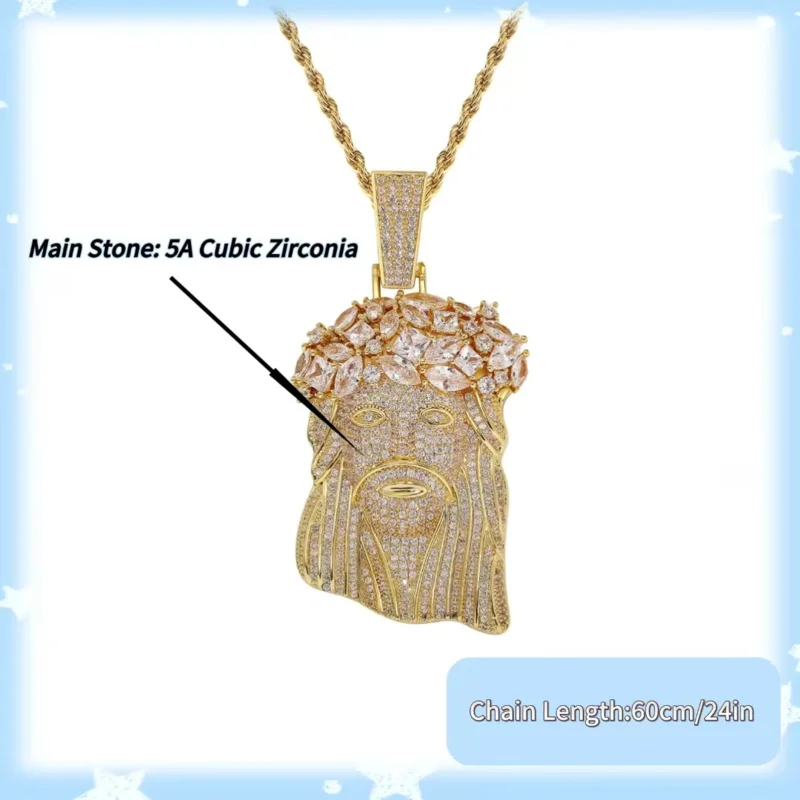 

Hip Hop Full Zircon Pendant Necklace for Men, 5A Zirconia Copper Chain, Christmas Valentine Birthday Gift for Him