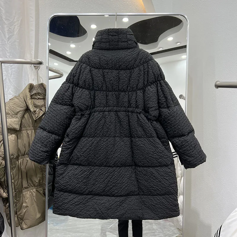 Winter Women White Duck Down Coat Female Stand Collar Drawstring Zipper Coat Casual Lady Thick Warm Puffer Outwear