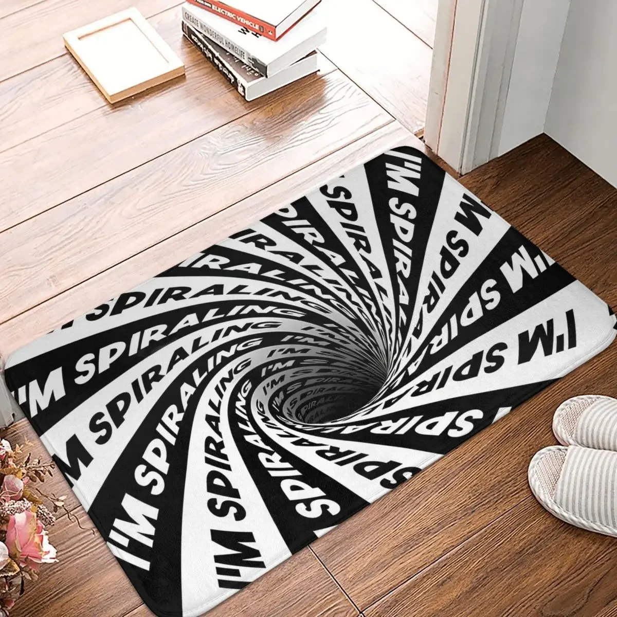 Bathroom Mat Im Spiraling Optical Illusion Black And White Vortex Hole Rug Home Doormat Living Room Carpet Decor