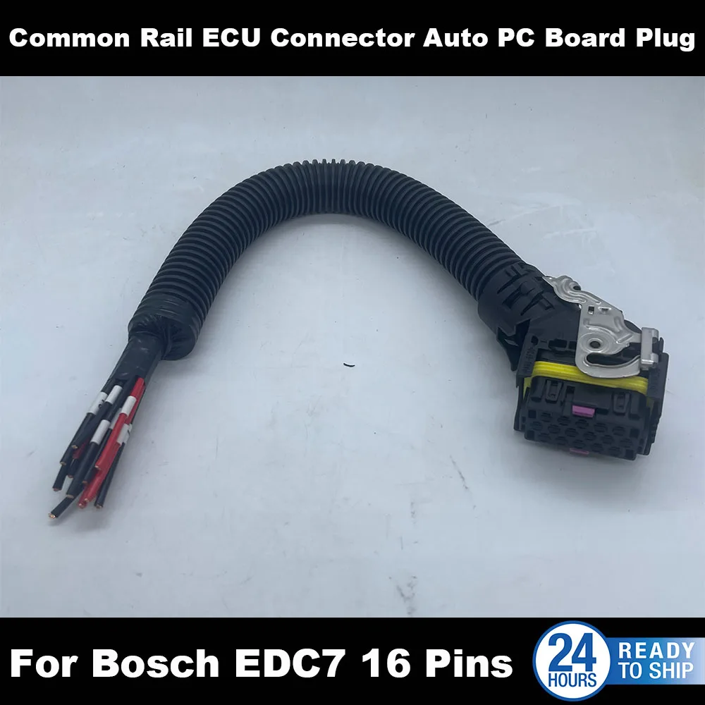 New 16 Pin Way EDC7 Engine Common Rail Connector PC Board ECU Socket Truck Sensor Plug + Wire Harness