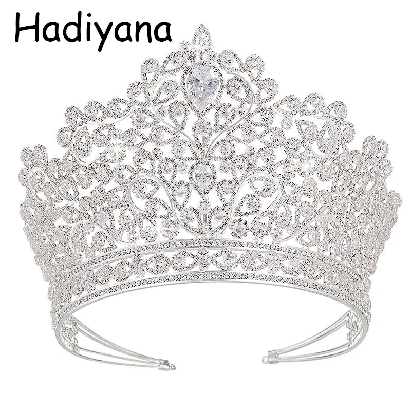 

Hadiyana Luxury Princess Jewelry Tiaras and Crowns Headband New Love Bridal Big Wedding Hair Accessories Crown For Women BC3957