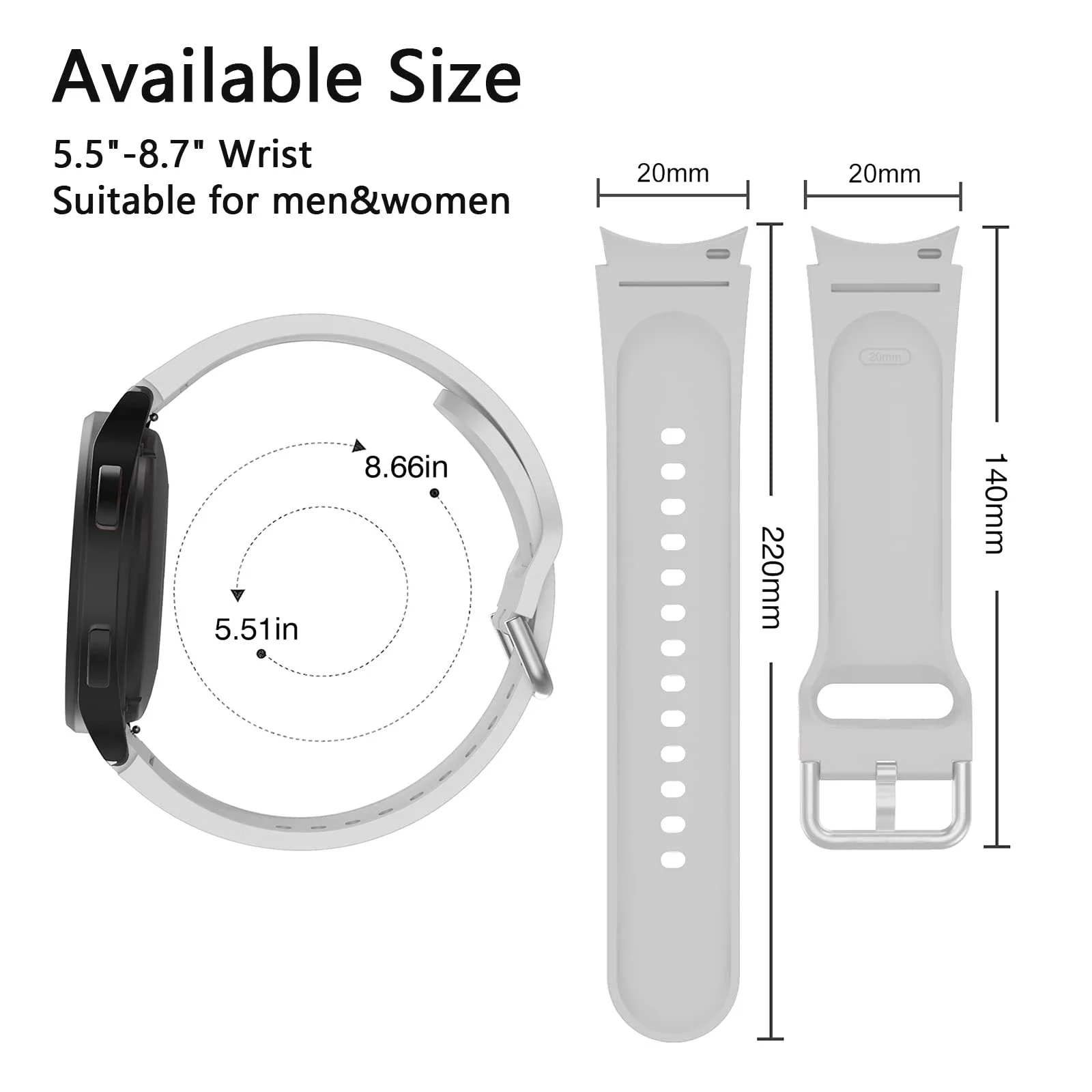 20mm Watch Band For Samsung Galaxy Watch 5/5 pro 40mm Smartwatch Silicone Sports Bracelet Galaxy Watch 4 Classic 44mm 40mm Strap