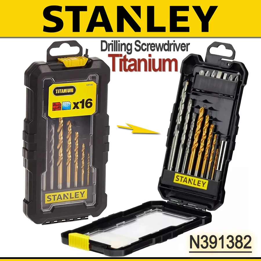 Stanley 16 Pieces Titanium Drilling Screwdriver--Drilling and Screwdriver Set Multi -function Manual Tool N391382--STA7221