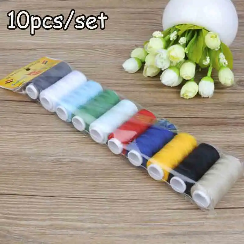 10Pcs/Set Polyester Sewing Thread 200 Yards/Spool Home Sewing Kit for Hand and Machine Thread to Sew Hand Embroidery Supplies