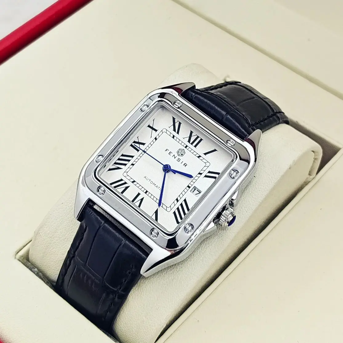 High-End Business Casual Men's Quartz Watch, Square Dial, Waterproof Calendar Display, Leather Strap, European and American Style, Fashionable, Simple, Versatile, Stylish Men's Watch, Suitable for Various Occasions, the First Choice for Gift-Giving, Branded Watches