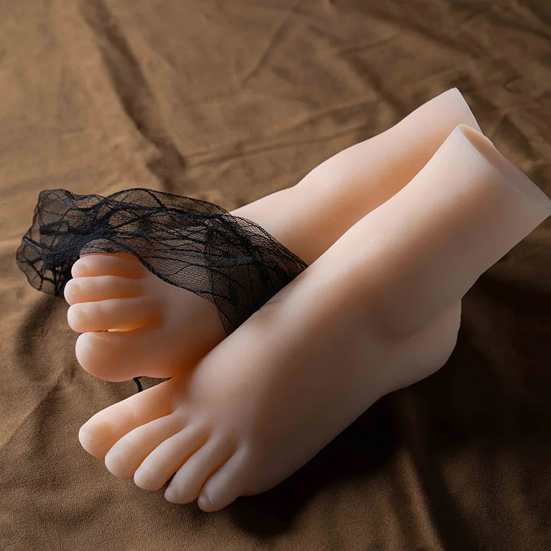 Silicone Foot Model Female Mannequin Feet Simulation Nail Art Practice Manicure Photograph Shoes Sock Display 3602