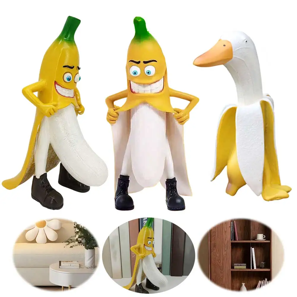 Evil Banana Duck Art Statue, Garden Yard Outdoor Decor, Cute Funny Whimsical Peeled Banana Duck Figurines Decoration Ornaments