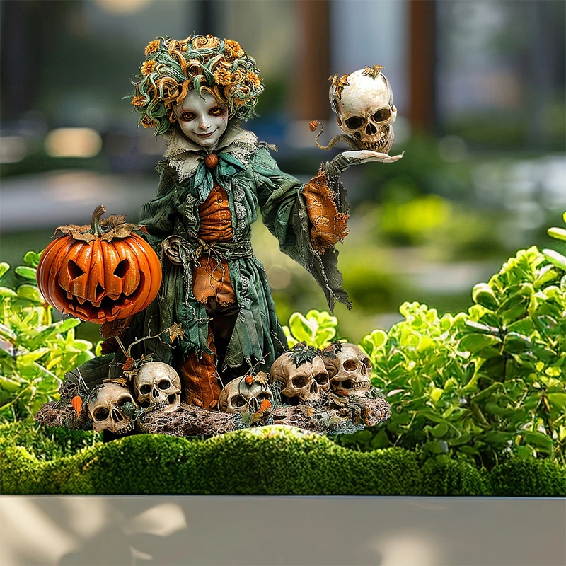 Horror Halloween Skull Small Statue Garden Pile Alec Waterproof Wear resistant Courtyard Floor Insertion Pendant Pendant