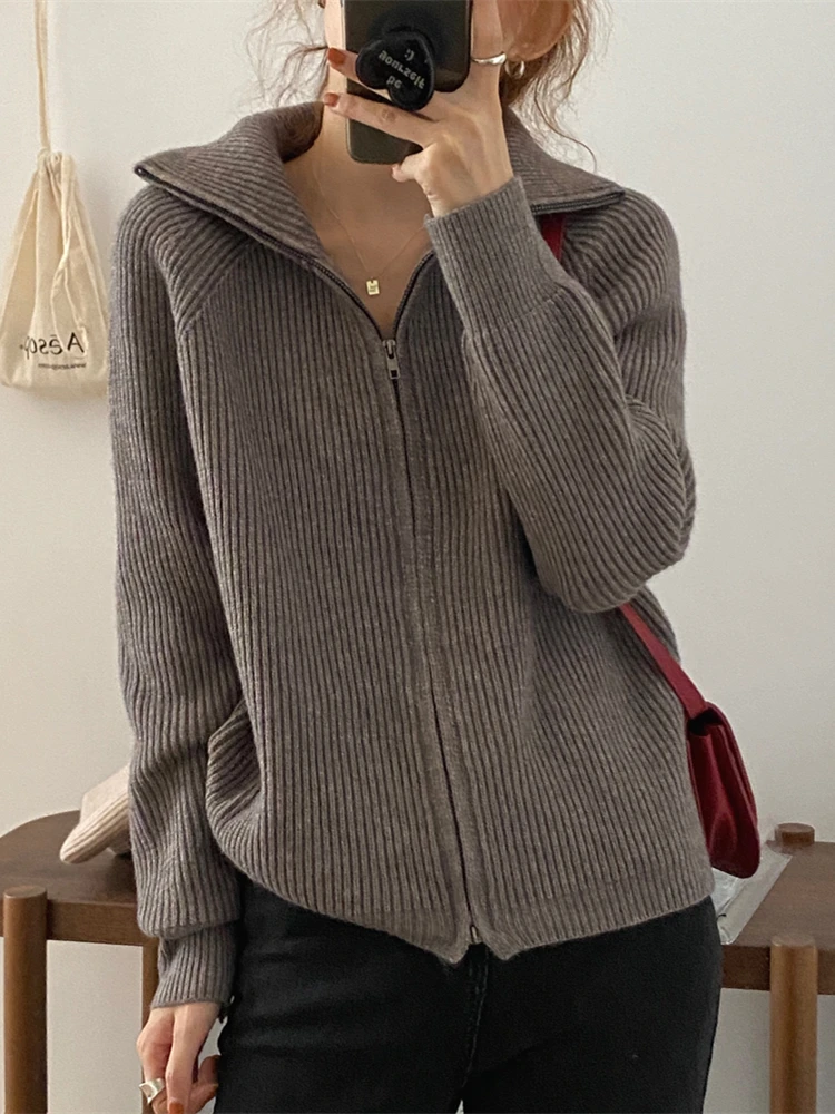 Alien Kitty OL Outwear Tops Solid Sweater Women 2023 New Autumn Winter Elegant Lapel Thick Warm Knitted Cardigan Female Sweaters