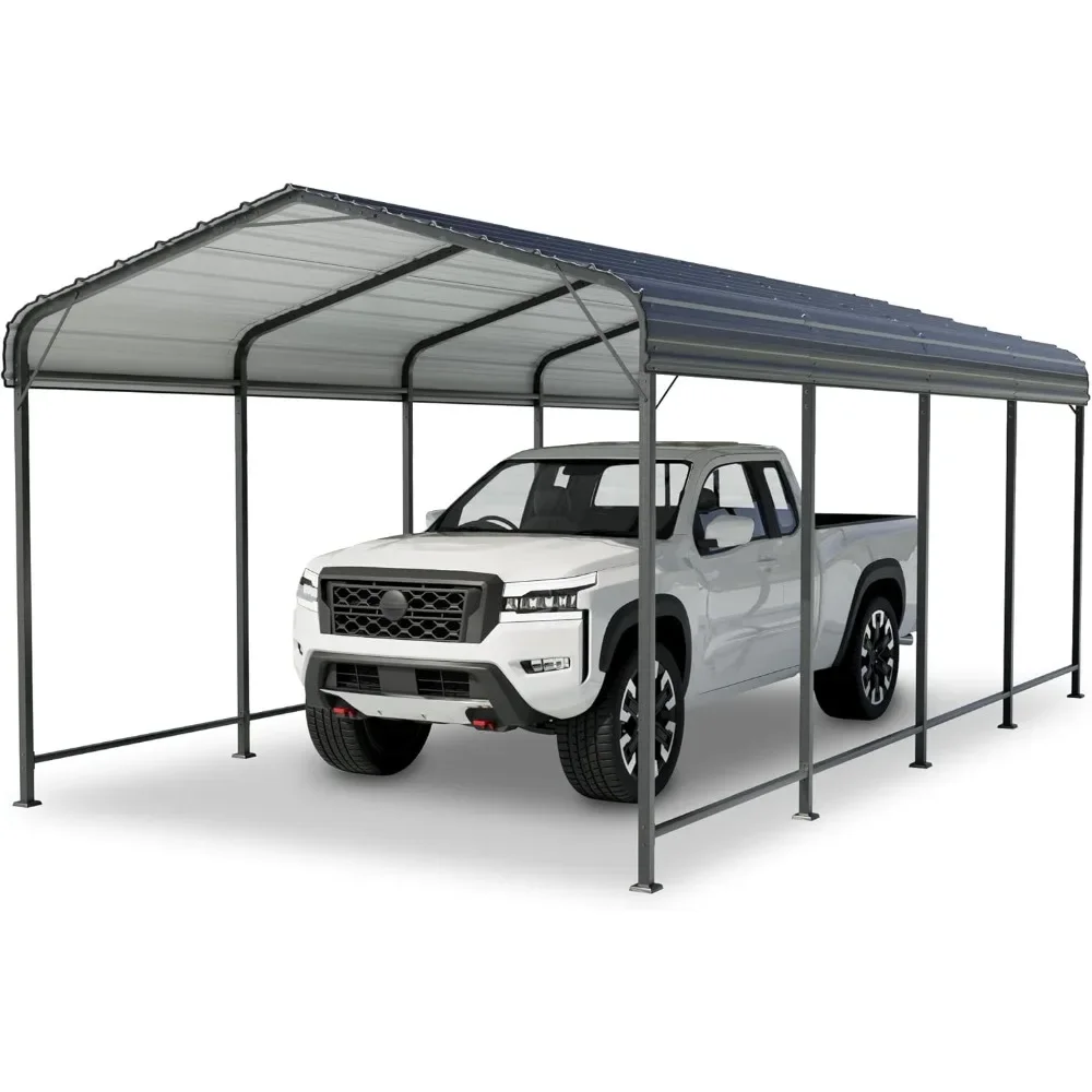 

10 x 20 ft Heavy Duty Metal Carport Canopy with Galvanized Steel Roof,Outdoor Garage Car Shelter Shade for Car, Truck and Boats