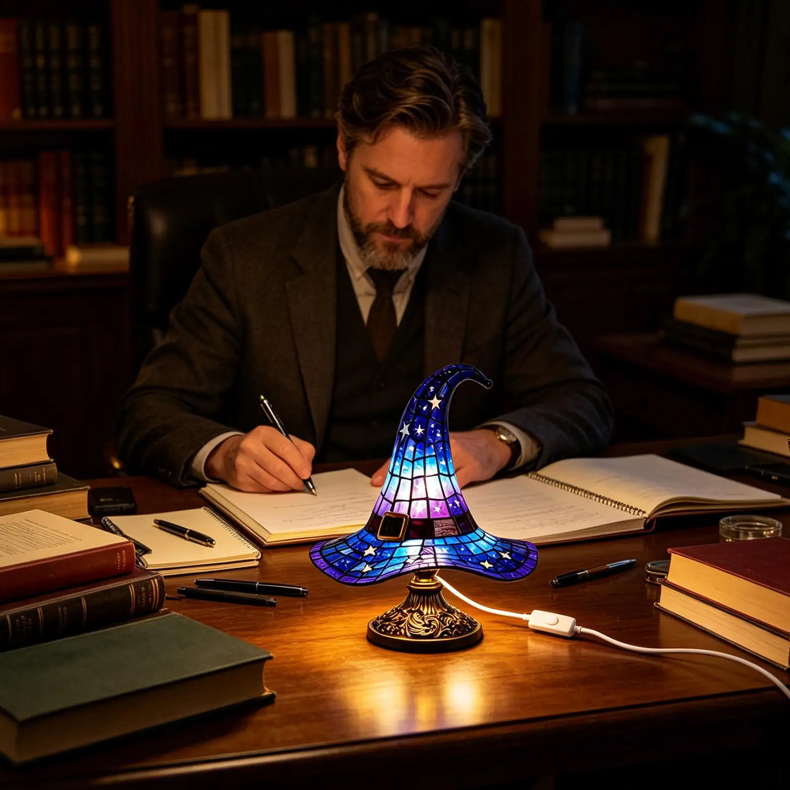 LED Desk Lamp Witch Hat Shape Reading Light Decor LED Desk Lamp for Home Kitchen Bedroom Nightstand Bar Party Dorm College