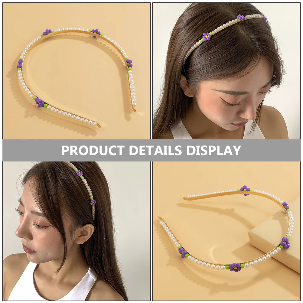 

Pearl Headband Hairbands Girls Crown Festival Accessories Women Violet Headbands Miss