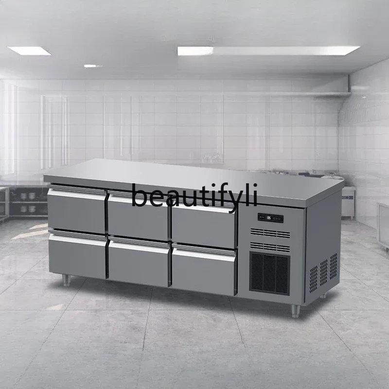 Hot sales Drawer-Type Fresh-Keeping Cabinet Commercial Freezer Kitchen Stainless Steel Operation Table Refrigerator Refrigerated