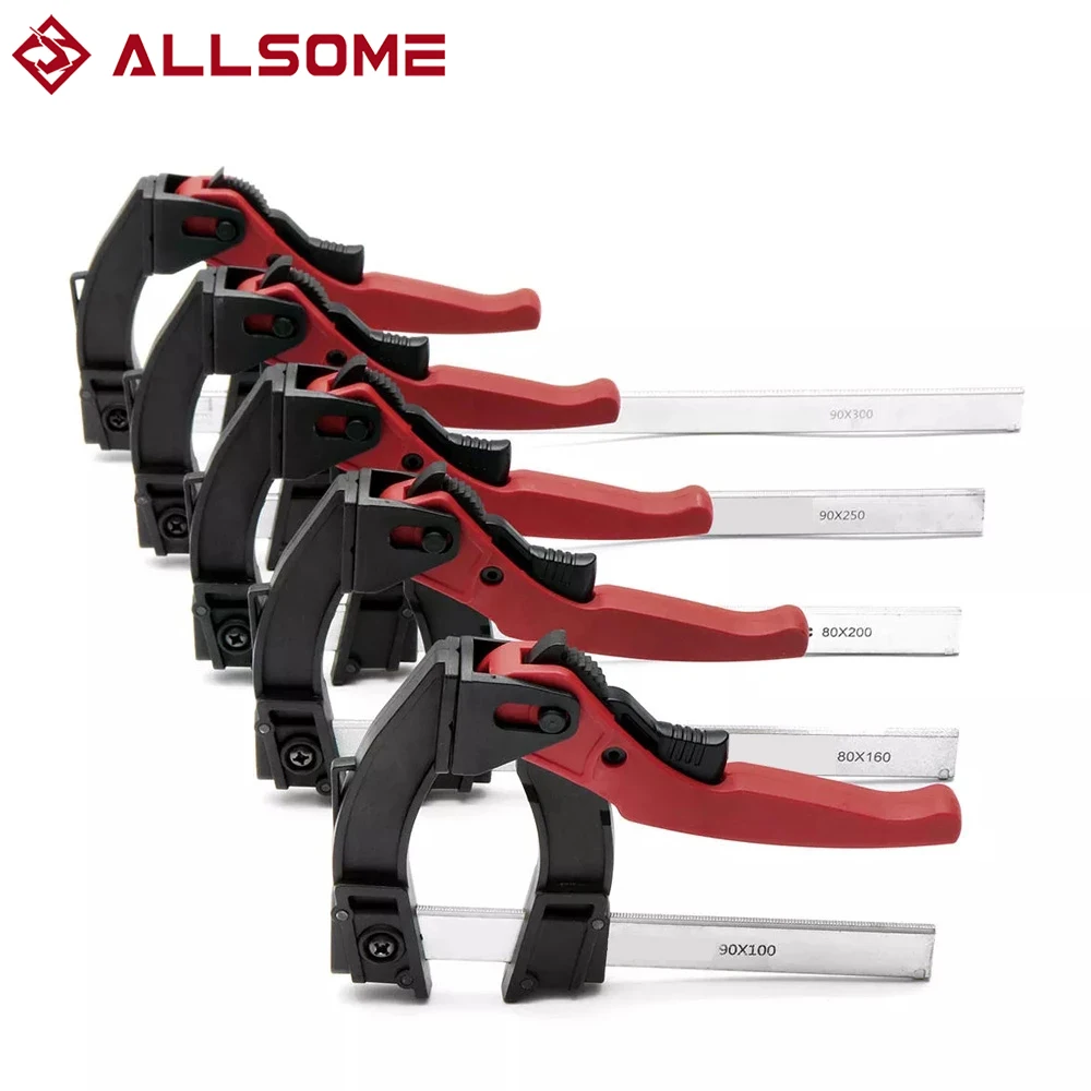 ALLSOME 120 Degree Adjustable Quick Grip Clamp Woodworking F Clamp 90-100/160/200/250/300mm HT2705-2709