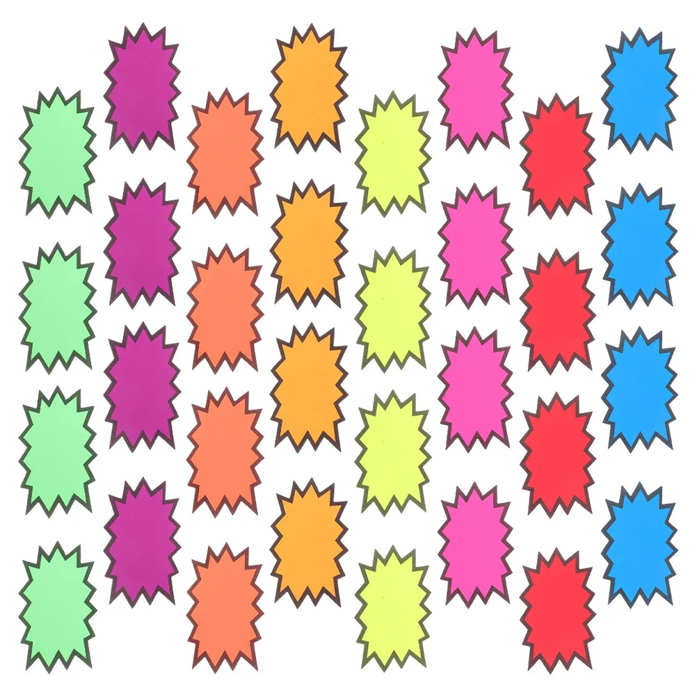 

160Pcs Fluorescent Burst Sale Tags Color Pricing Labels for Retail Supermarket Yard Sale Easy Apply Water Oil