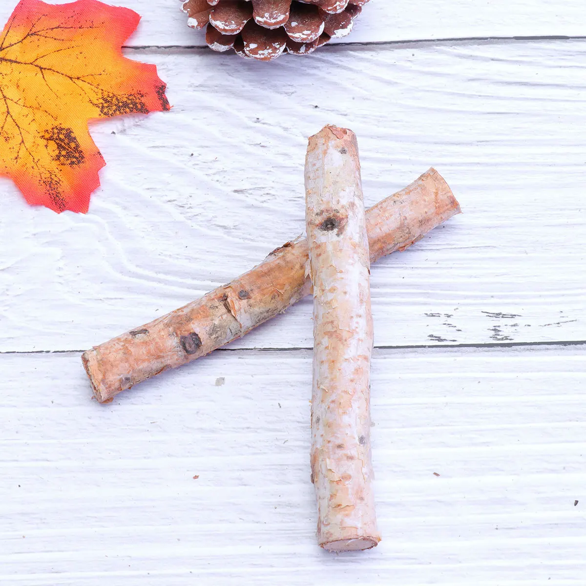 

20Pcs Natural Bark Birch Wooden Sticks 10cm Dry Branches DIY Craft Photo Props Sign Making Christmas Decoration Rustic Home