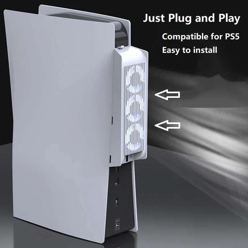 Powkiddy LED Cooling Fan for Sony PS5 Game Consoles with USB Charging Easy Installation for Playstation 5 Console Cooling Cooler