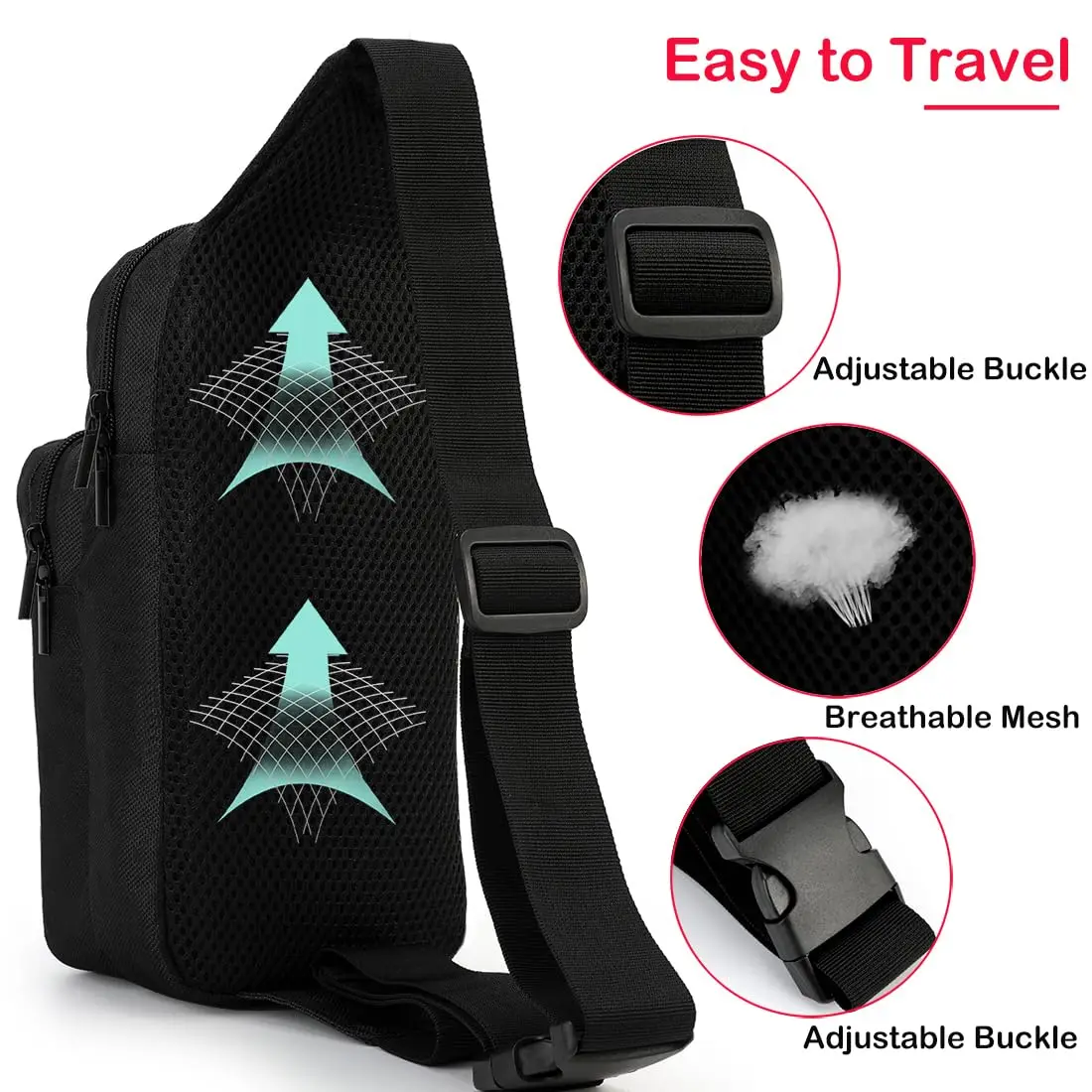 Torba podróżna na Nintendo Switch/Lite/OLED, przenośny plecak typu sling crossbody na konsolę Zelda Black Pockets — zdjęcie produktu 4