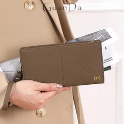 Portafoglio lungo in pelle di mucca di grande capacità Portafoglio multifunzione sottile con pochette per telefono Porta carte da donna con lettere personalizzate gratuite di lusso casual