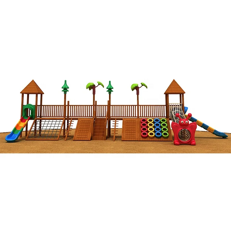 

Children Outdoor Wood Climbing Slide Combination Amusement Park Facility