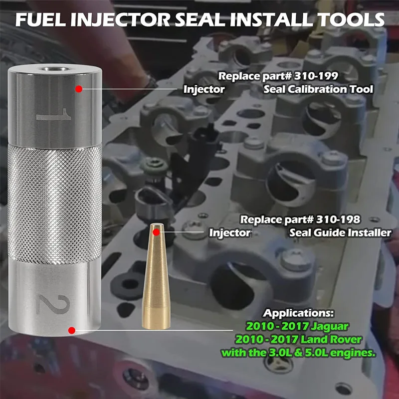 310-198 310-199 Automotive Fuel Injector Seal Install Tools Fit for Jaguar/Land Rover 3.0L & 5.0L Engines (2pcs/Set)