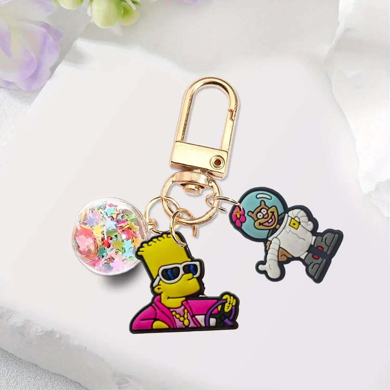 Simpson Cartoon Keychain Metal Female Cute Exquisite Simple Couple Car Key Pendant for Bag Keyrings on The Phone Fashion Gifts