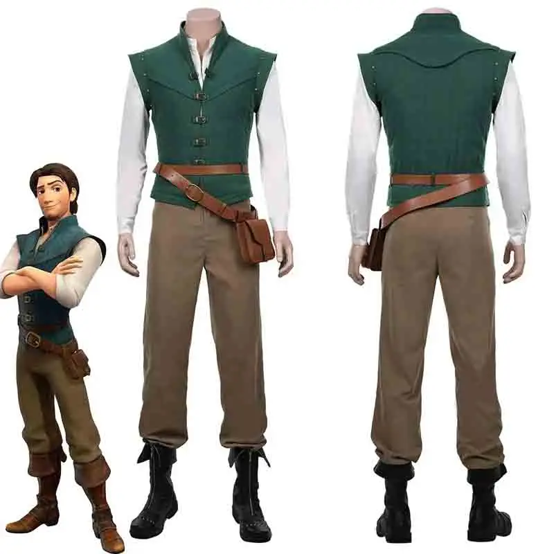 Fantasia de Cosplay Adulto Anime Flynn Rider Rapunzel Entrelaçados, Uniforme de Carnaval, Acessórios de Fantasia de Príncipe para Halloween