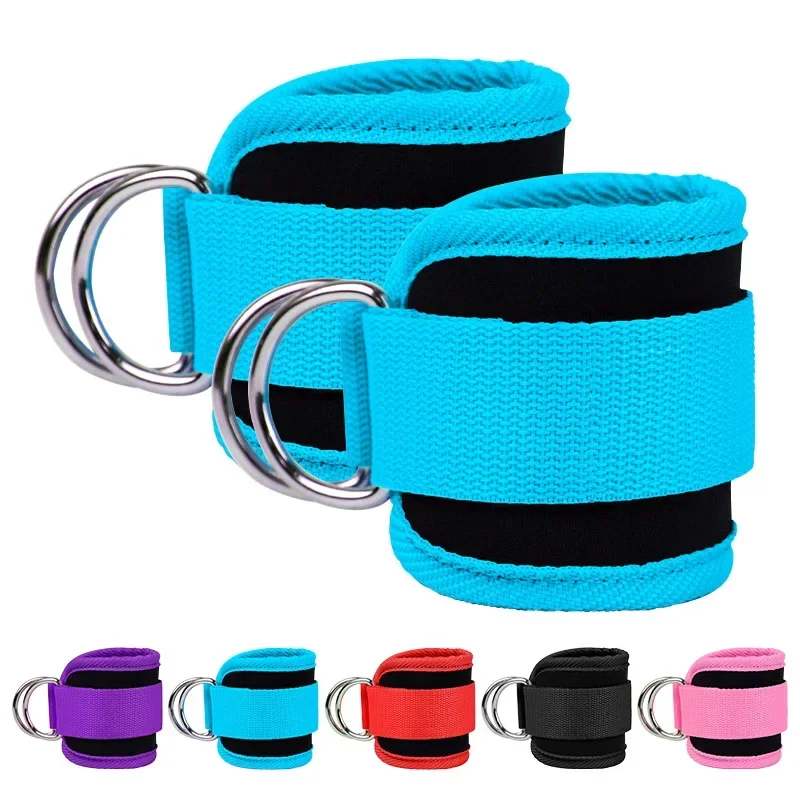 Gym Ankle Straps Double D-Ring Adjustable Neoprene Padded Cuffs Ankle Weight Leg Training Brace Support Sport Safety Abductors