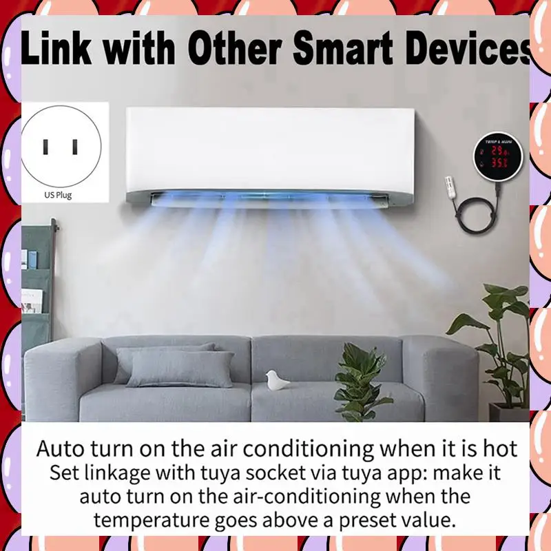 

A72Z 4X Tuya Wifi Temperature And Humidity Sensor External Probe Digital LCD Display Indoor Thermometer Hygrometer EU Plug