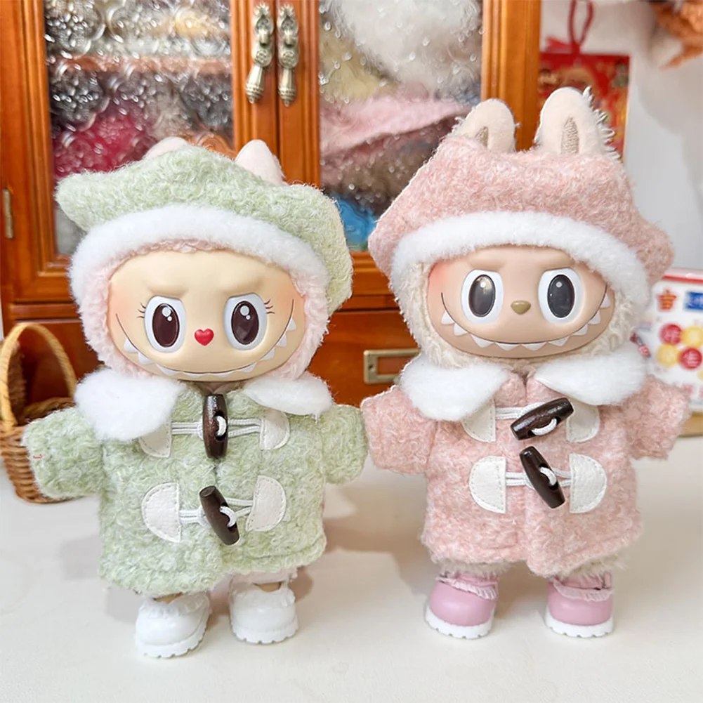 Mini Doll'S Clothes Outfit Accessories for Korea Kpop Exo 15-17cm Labubu Idol Pendant New Year's Hexagonal Beret Coat Clothing