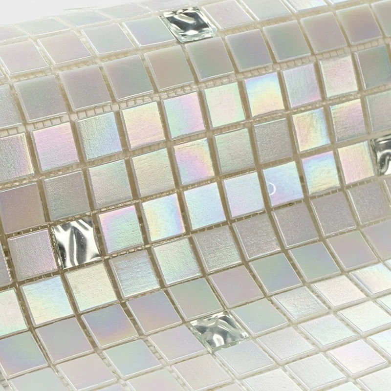 Light Luxury White Symphony Glass Mosaic Tile Bathroom Kitchen Wall Tile Dining Room Balcony Background Wall Sticker