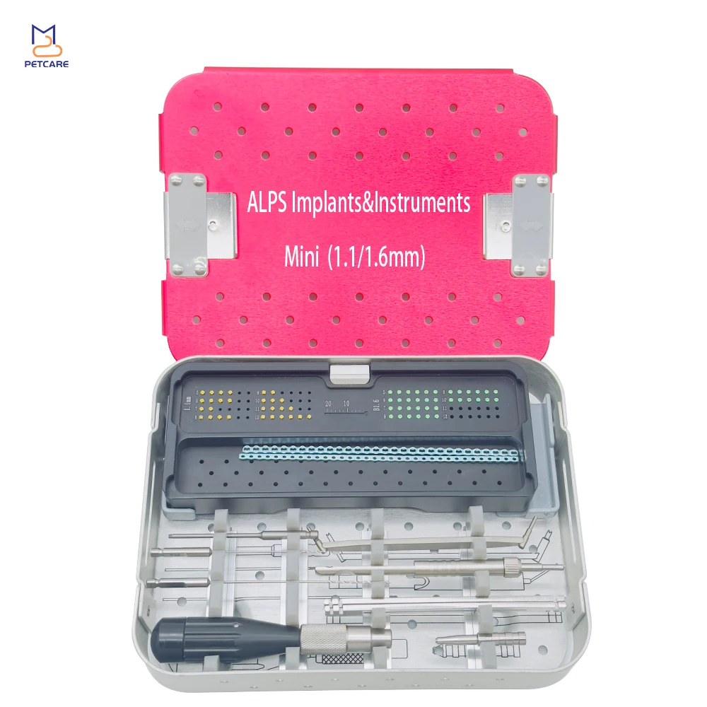 1.1/1.6mm Mini ALPS Implants and Instruments Set, Veterinary Orthopedics, Surgical Instruments, Hand Tools, Pet Products, 1 set