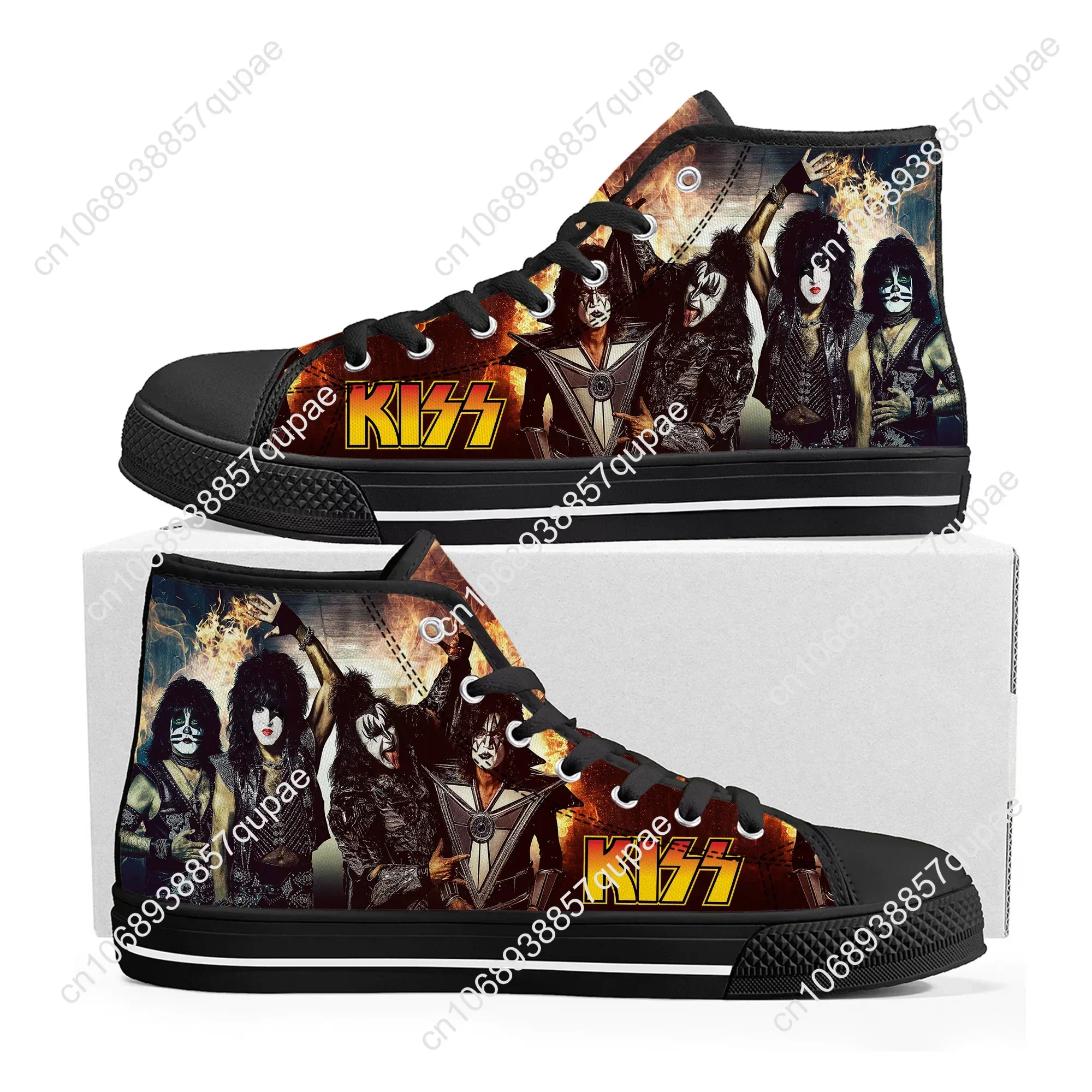 Heavy Metal Kiss Rock Band High Top High Quality Sneakers Mens Womens Teenager Canvas Sneaker Casual Couple Shoes Custom Shoe