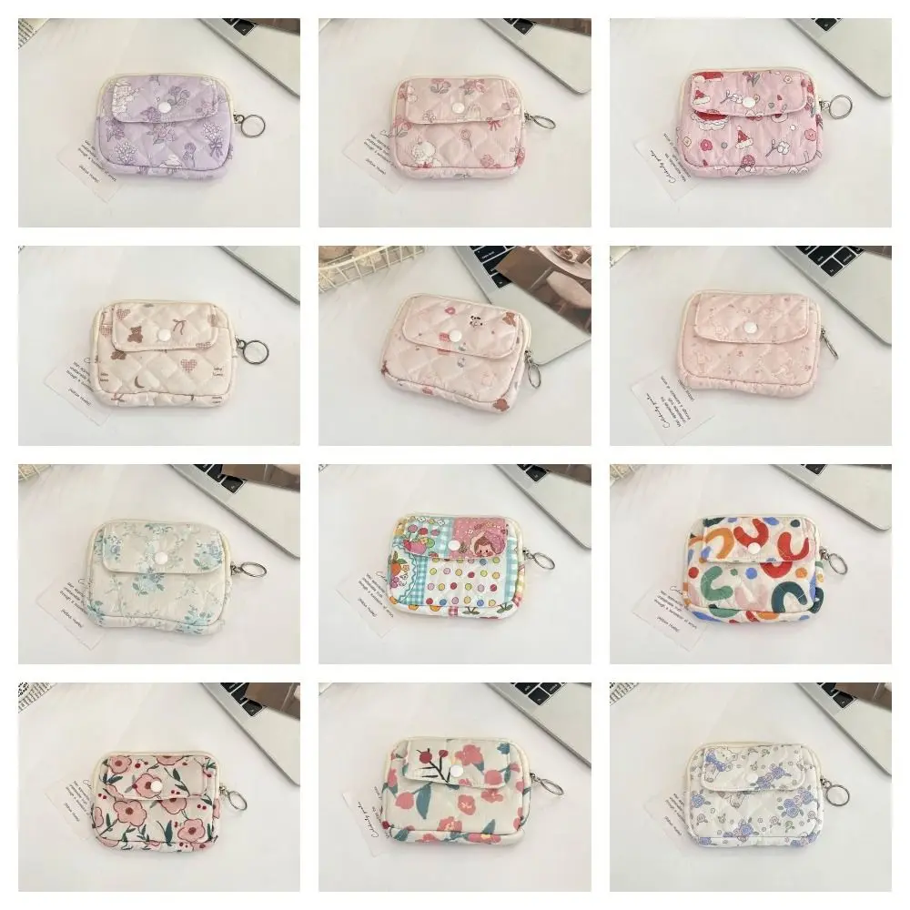 Kawaii Floral Geldbörse Cartoon Druck Multifunktionale Kleine Make-Up Lippenstift Tasche Schmuck Verpackung Tasche Koreanischen Stil