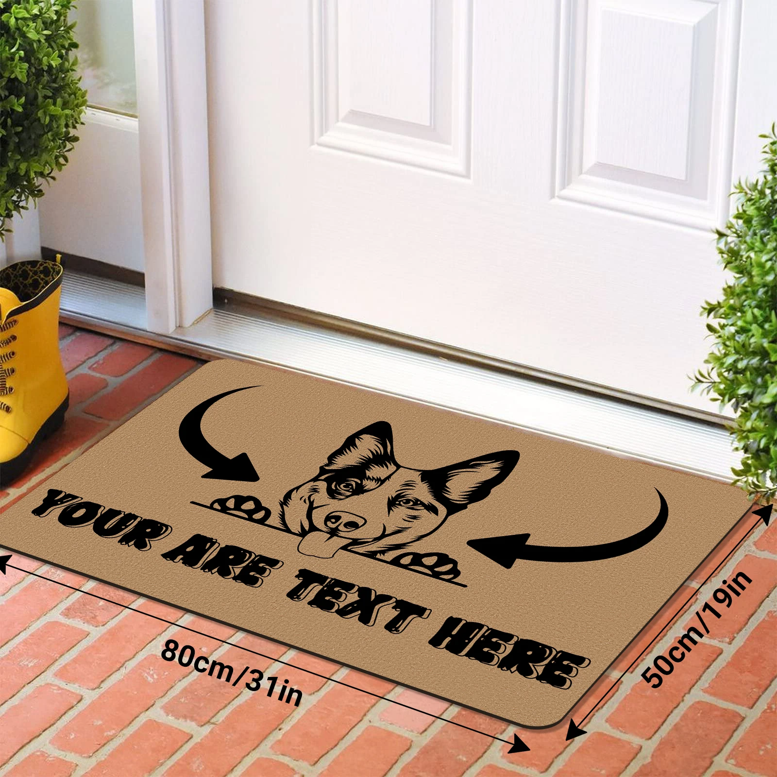 

Personalized Custom Dog Welcome Mat with Pet's Photo Logo Name Unique Customizable Doormat Hallway Doorway Home Decor Pet Lovers